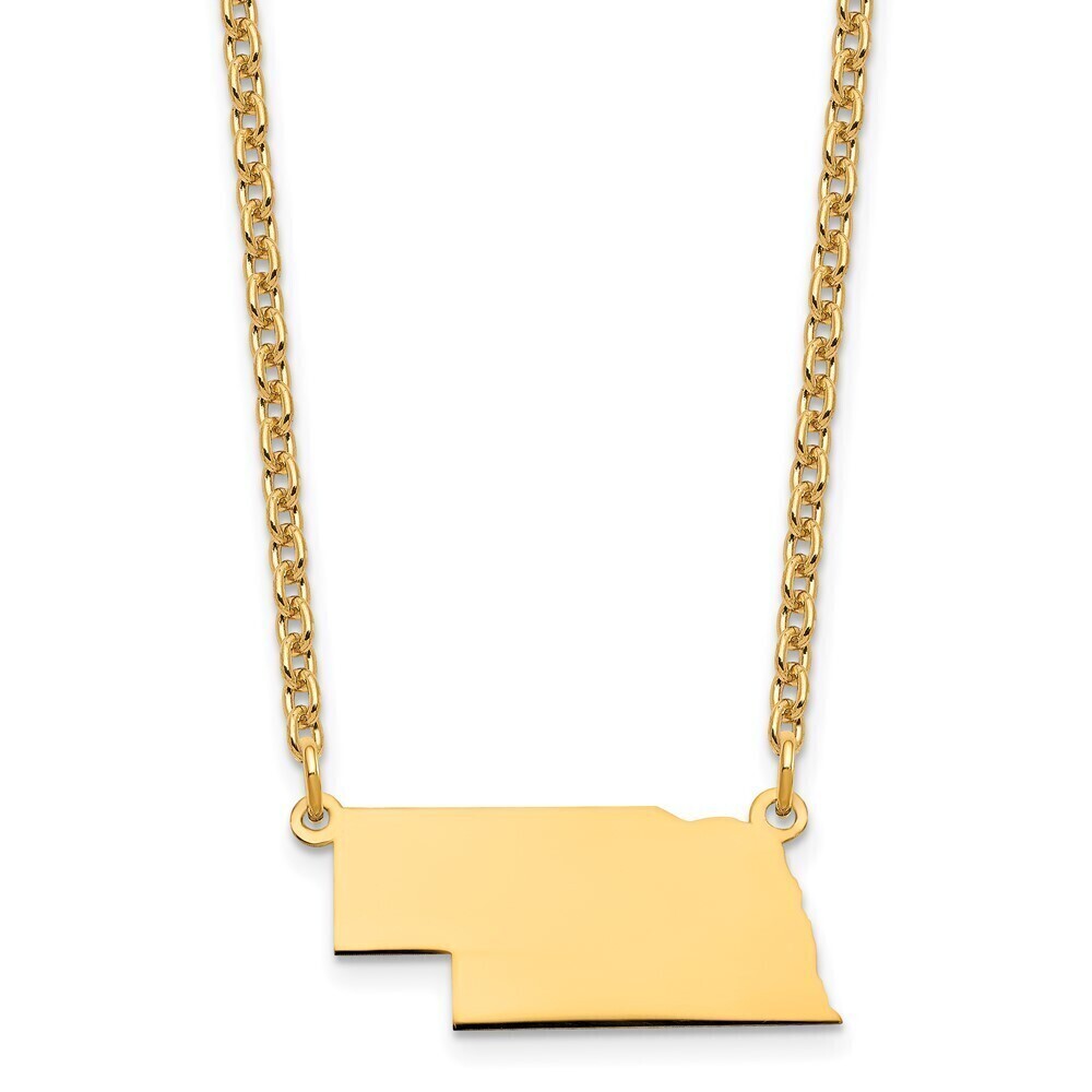 Kazi Luxury Sterling Silver/Gold-plated Nebraska State Necklace